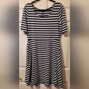The Limited navy and white striped skater style dress size L